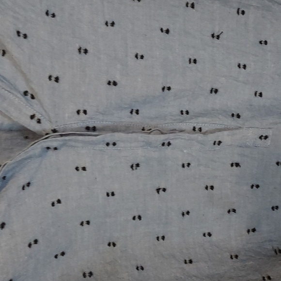 Joie Idonian Clip Dot Chambray Embroidered Long Sleeve Ruffle Blouse - Picture 9 of 12